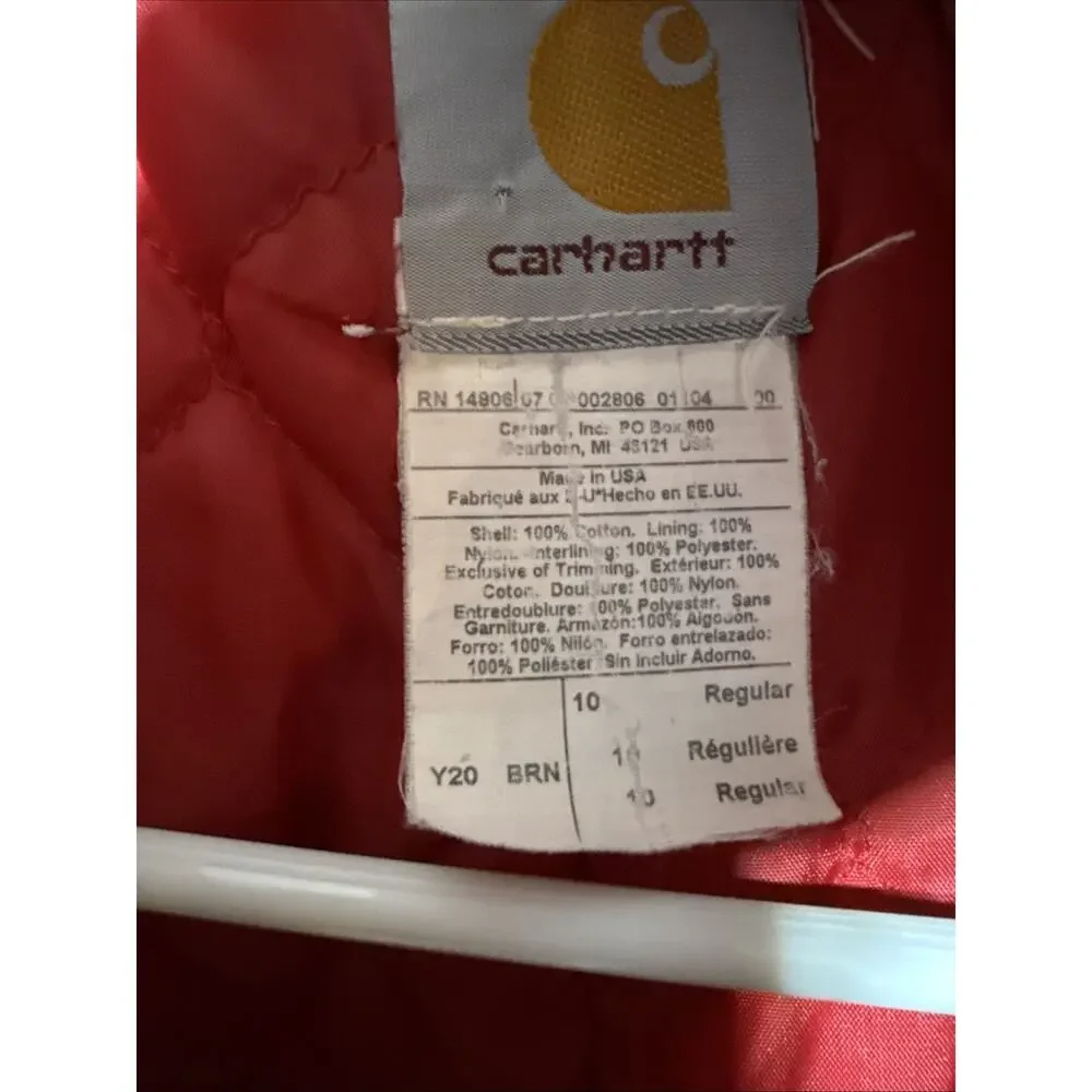 VTG Carhartt Detroit Quilted Lined Child Youth Boys Canvas Jacket Y20 10 USA